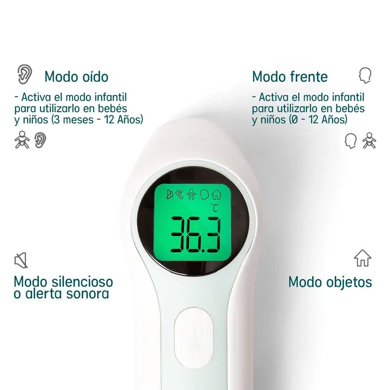 Thermomètre infrarouge Suavinex avec sac de transport et piles