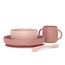 Suavinex Silicone Tableware 4 Pieces With Suction Cup, +4 Months, Pink