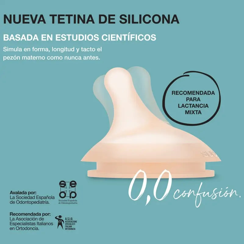 Suavinex Biberon Anti-colique Zero Zero 180 Ml, Slow Flow (S), +0 mois, Fair