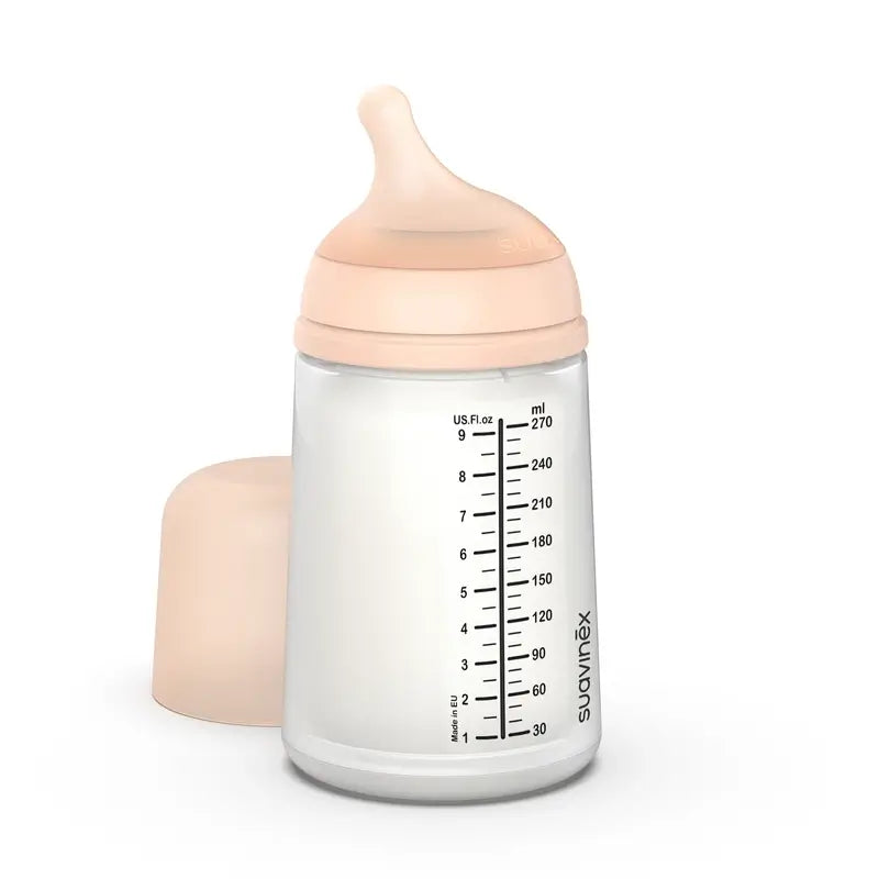 Suavinex Biberon Anti-colique Zero Zero 270 Ml, Débit Moyen (M), +3 Mois, Clair