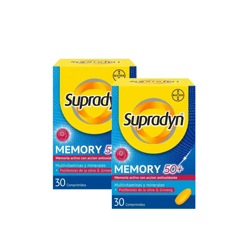 Supradyn Memory 50+ : vitamines, minéraux et énergie au ginseng, lot de 2 x 30 comprimés
