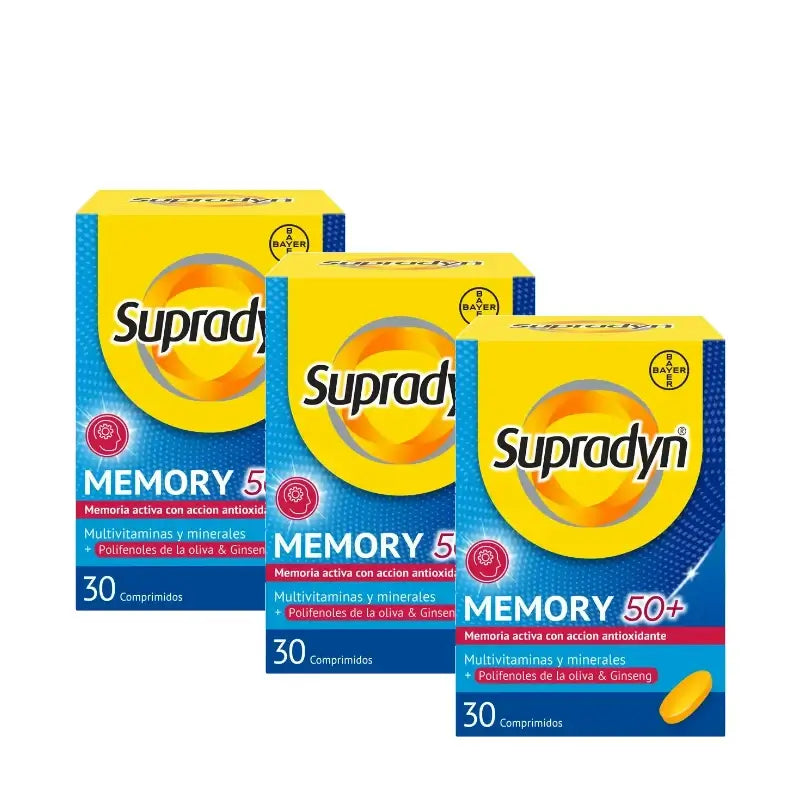 Supradyn Memory 50+ : vitamines, minéraux et énergie au ginseng, lot de 3 x 30 comprimés