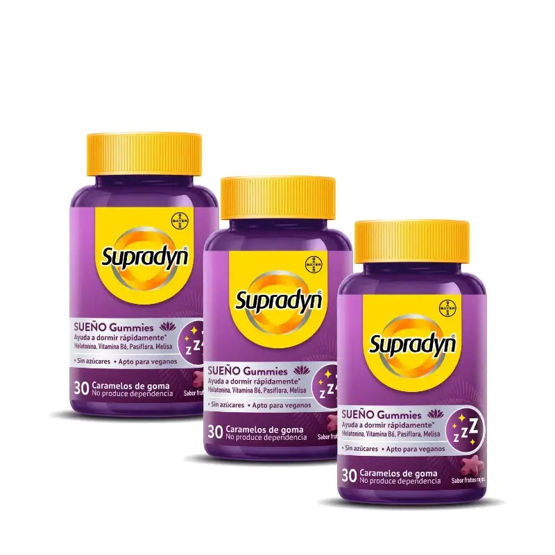 Supradyn Sommeil et Sérénité : bonbons gélifiés à la mélatonine et à la vitamine B6, lot de 3 x 30 bonbons