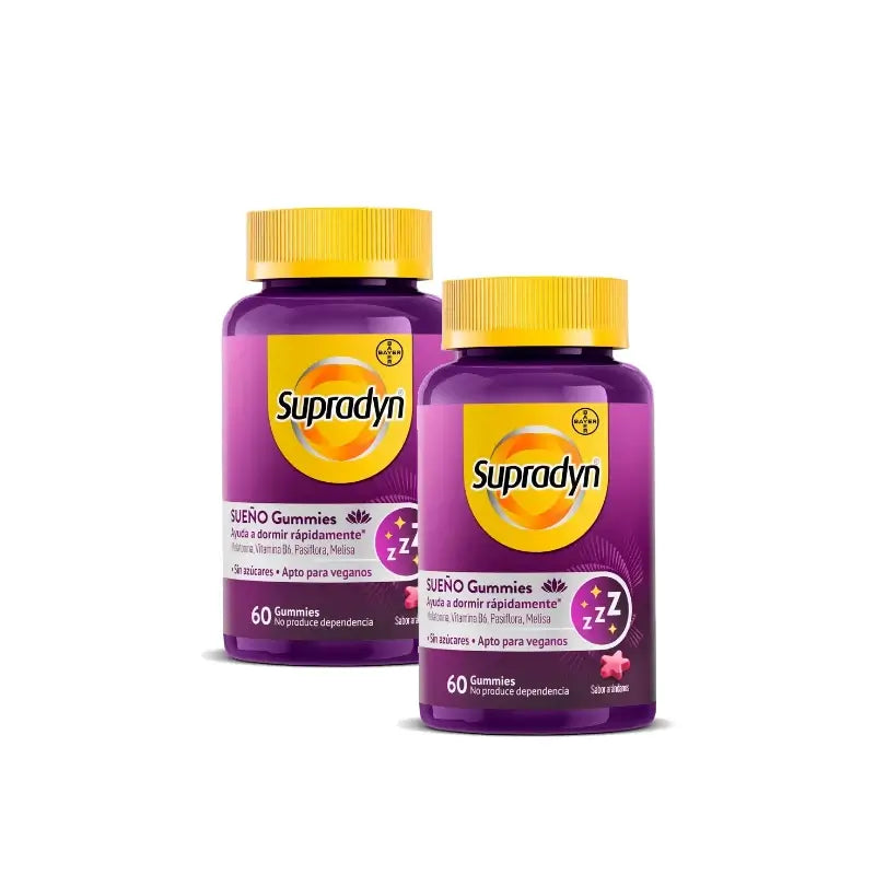 Supradyn Sommeil et Sérénité : bonbons gélifiés à la mélatonine et à la vitamine B6, lot de 2 x 60 bonbons gélifiés