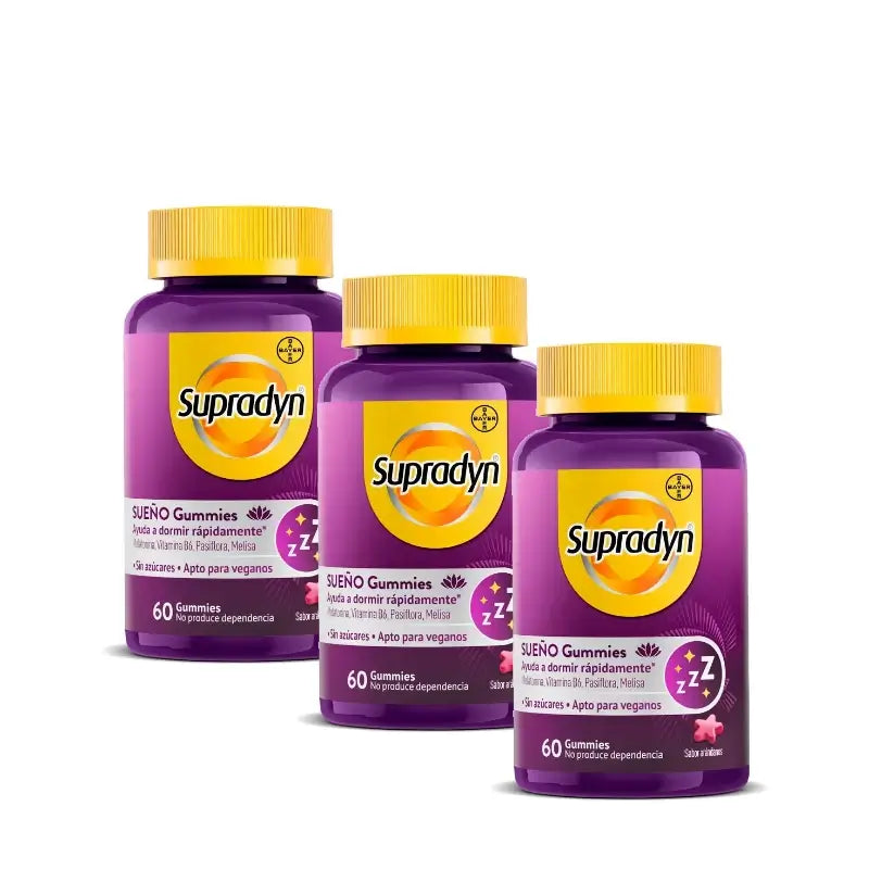 Supradyn Sommeil et Sérénité : bonbons gélifiés à la mélatonine et à la vitamine B6, lot de 3 x 60 bonbons gélifiés