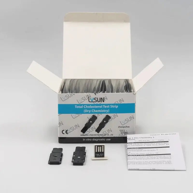 Bandelettes et tubes de test de cholestérol total Surgicalmed, 25 bandelettes + 25 tubes