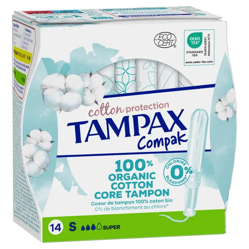 TAMPAX Coton Protection Super Tampons avec Applicateur 16 pcs.