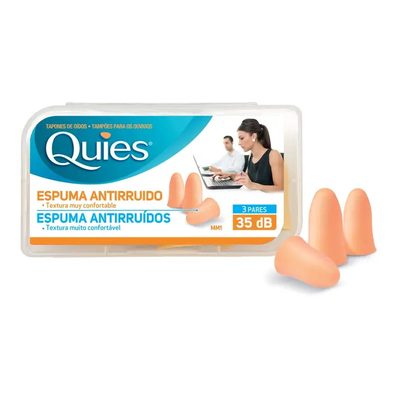 BOUCHONS D'OREILLE EN CAOUTCHOUC QUIES COULEUR CHAIR 3 PAIRES