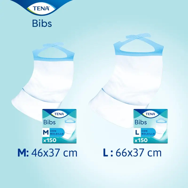 Bavoirs Tena Taille M, 150 pièces