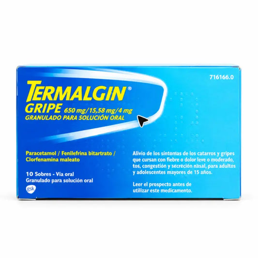 Termalgin Influenza 650 mg Granules pour solution orale, 10 Sachets