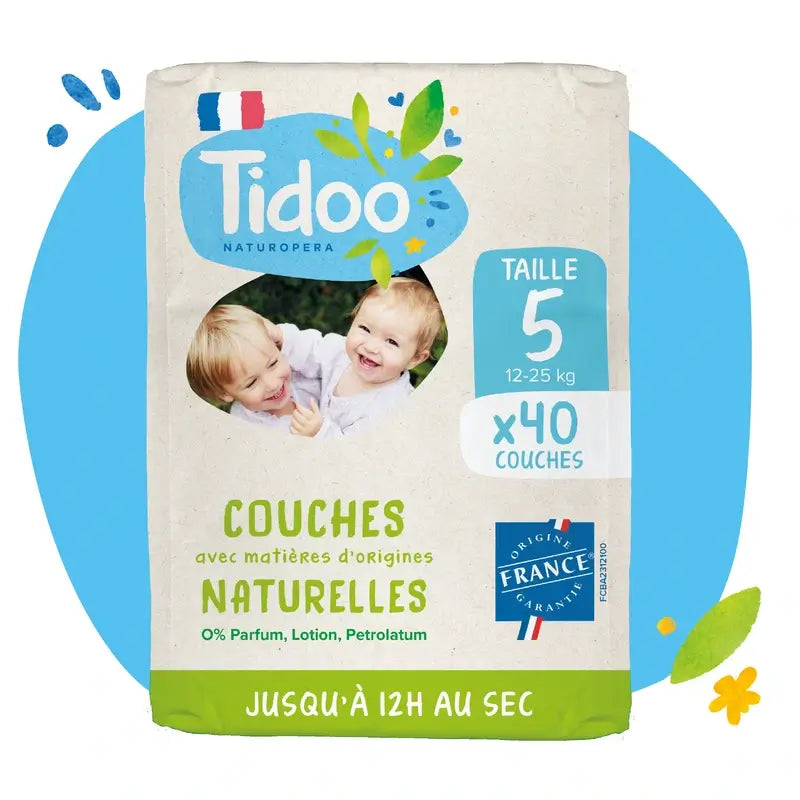 Couches Tidoo Taille 5 12/25 Kg Eco , 40 unités