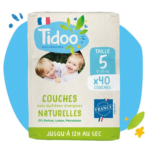 Couches Tidoo Taille 5 12/25 Kg Eco , 40 unités
