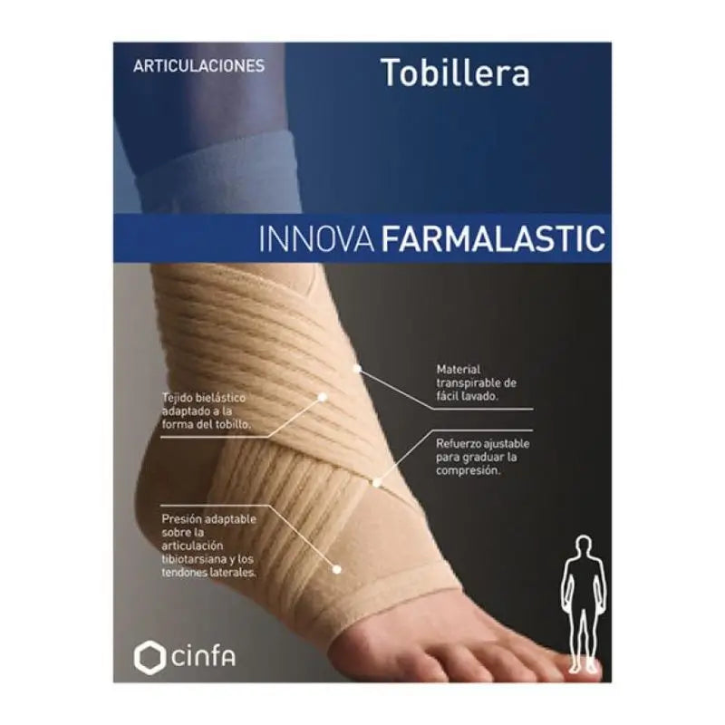Farmalastic Ankle Support, Size Medium Beige