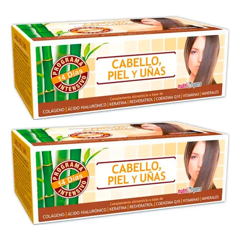 Tongil Nutriorgans Cheveux, Peau et Ongles, Pack 2 x 10 Ml x 14 flacons