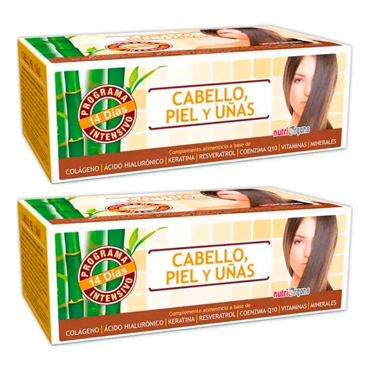 Tongil Nutriorgans Cheveux, Peau et Ongles, Pack 2 x 10 Ml x 14 flacons