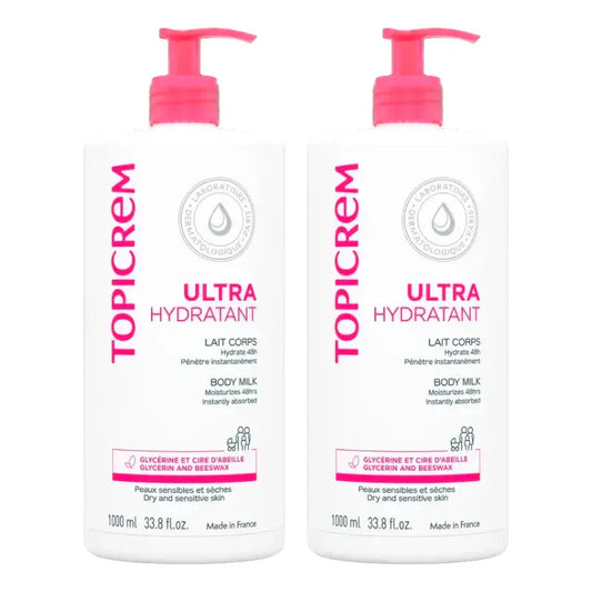 Topicrem Lait corporel ultra-hydratant, paquet de 2 x 1L
