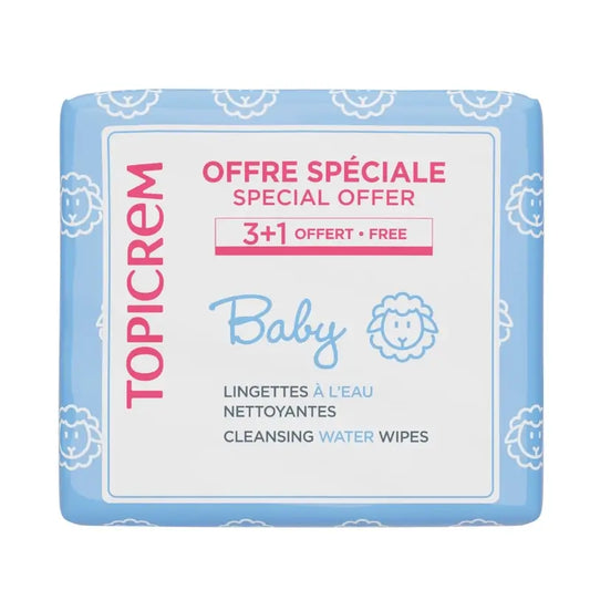 Topicrem Baby Wipes Pack 3+1, 60 unités