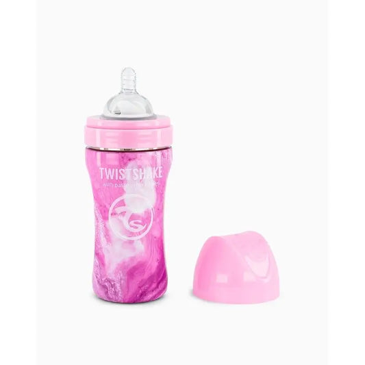 Twistshake Anti Colic Bottle Steel Pink , 330 ml