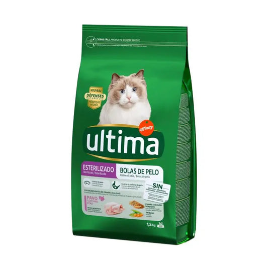 Ultima - Croquettes pour chat stérilisé « Boules de poils », 1,5 kg