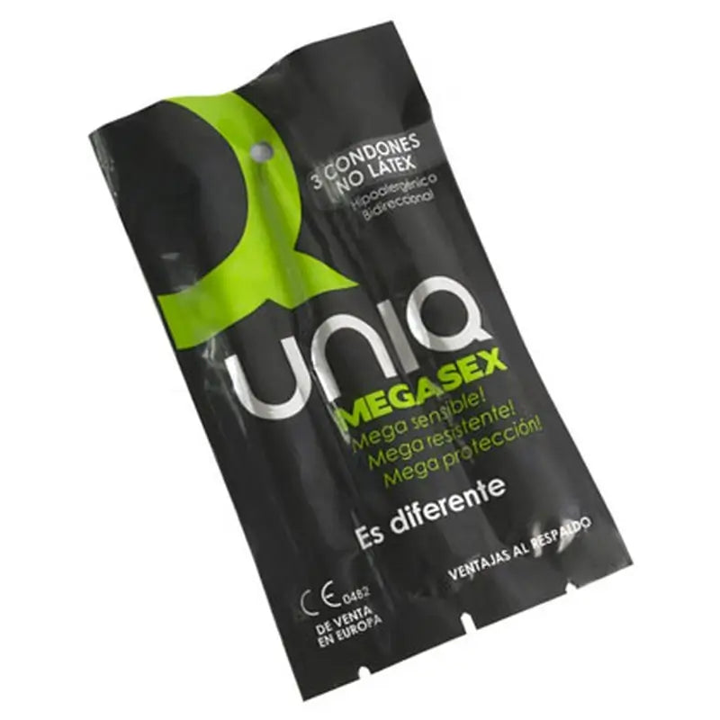Uniq Megasex Préservatifs Sensibles Avec Jarretière Sans Latex 3 Unités