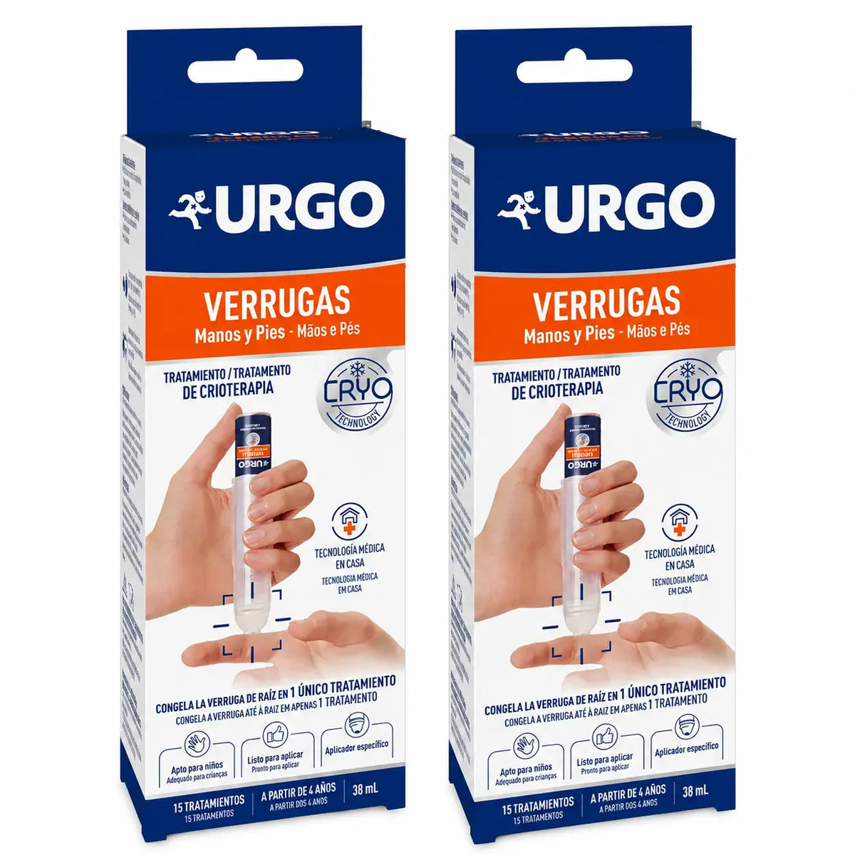 Urgo Verrugas Cryothérapie - Flacon de 38 ml, 15 traitements, lot de 2