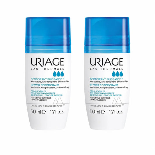 Uriage Déodorant Triactif 50 ml, efficacité 24 h, lot de 2