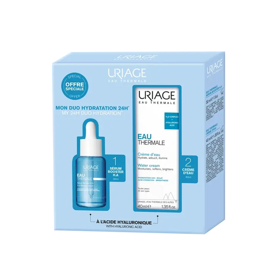 Uriage Eau Thermale Booster Serum With 1.5% Hyaluronic Acid, 30 Ml + Eau Thermale Water Cream, 40 Ml