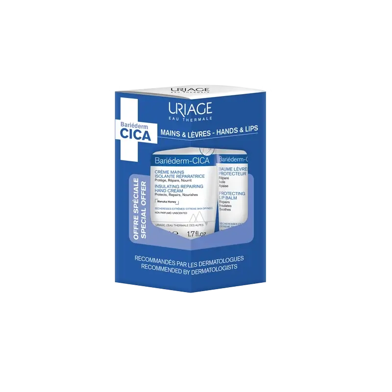 Uriage Promo Bariéderm-Cica Crème mains, 50 ml + Baume à lèvres 15 ml