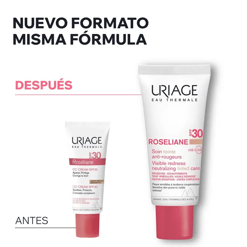 Uriage Roséliane Cc Cream Spf30 Crème colorée pour les peaux sensibles, rouges, rosacées et hyper-réactives, 40 ml