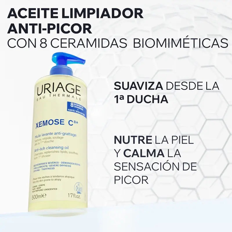 Huile démaquillante anti-démangeaisons Xemose C8+ d'Uriage 500ml