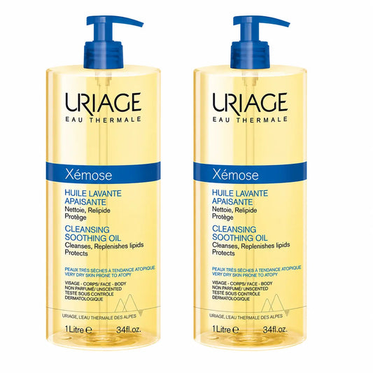 Uriage Xemose C8+ Huile démaquillante anti-démangeaisons 1 000 ml, lot de 2