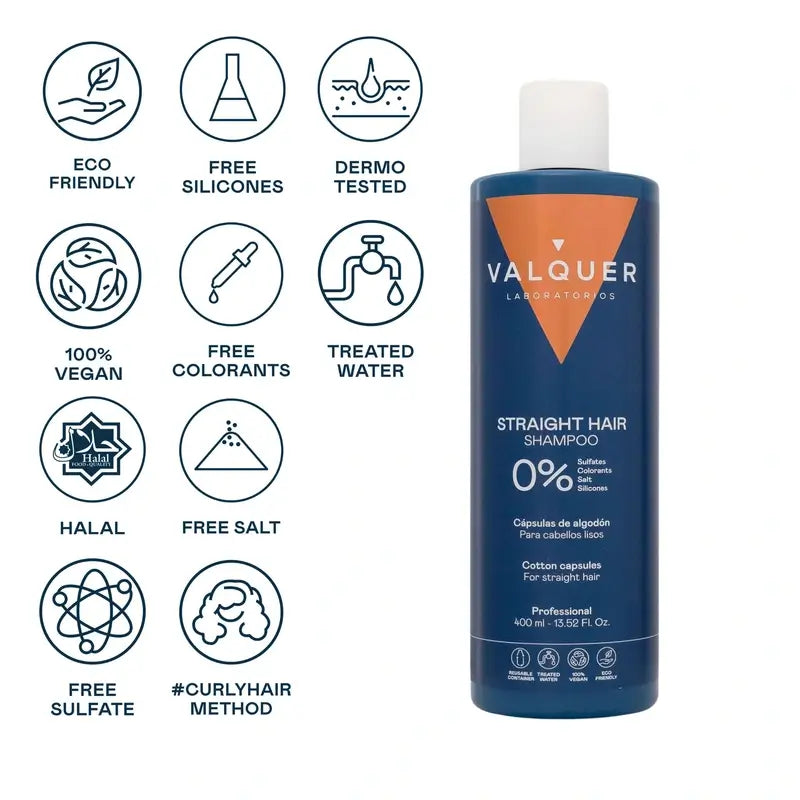 Valquer Hair Care Shampooing pour cheveux raides, 400 ml
