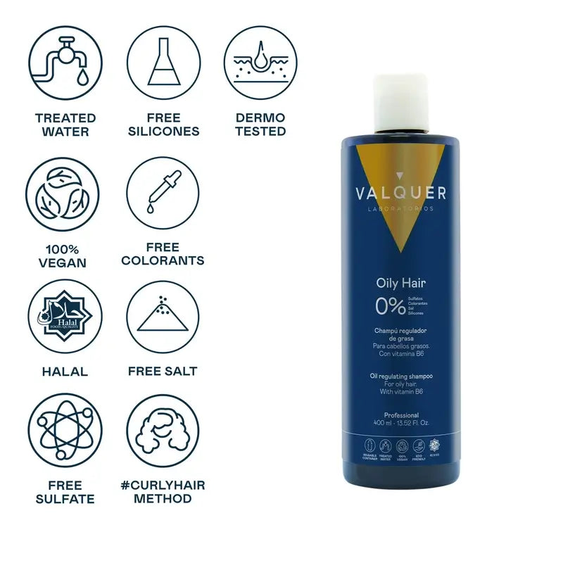 Valquer Hair Care Shampooing régulateur de graisse, 400 ml