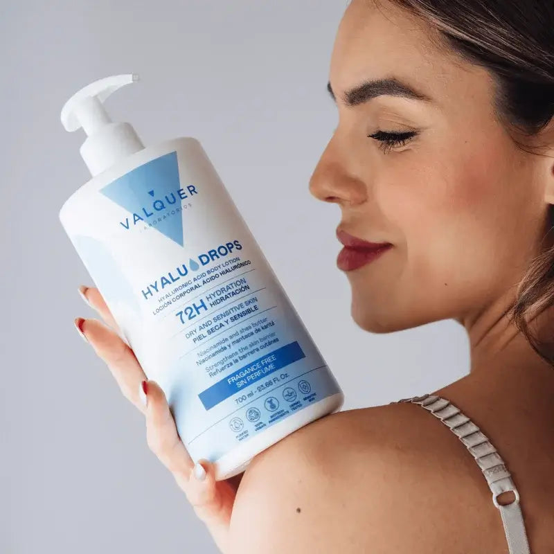Valquer Hyaludrops Lotion corporelle sans parfum, hydratation 72 h, 700 ml