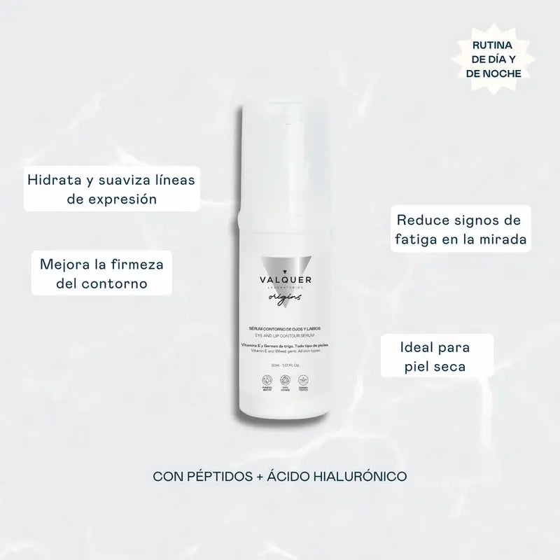 Sérum Valquer Origins pour le contour des yeux et des lèvres, 30 ml