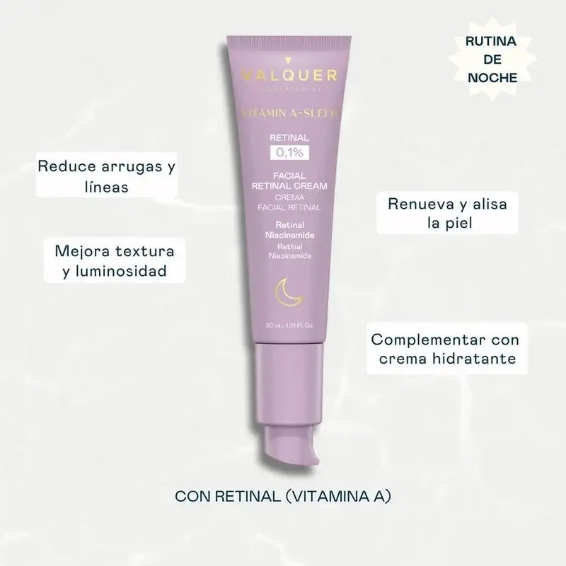 Valquer Vitamin A-Sleep Crème pour le visage à base de rétine 0,1 %, 30 ml