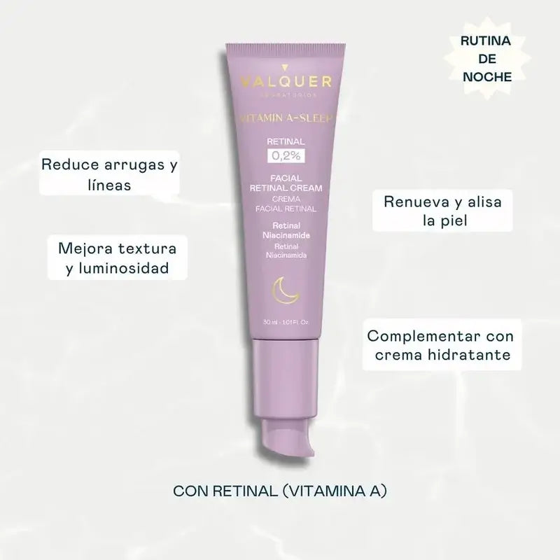 Valquer Vitamin A-Sleep Crème pour le visage à base de rétine 0,2 %, 30 ml