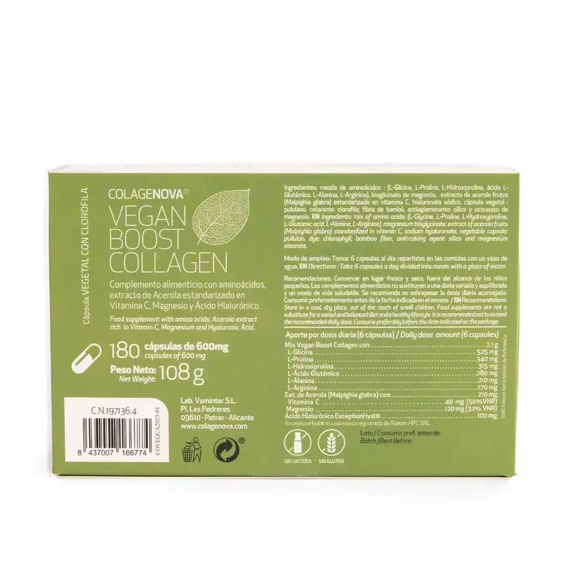 Colagenova Vegan Boost 30 Jours, 180 Capsules