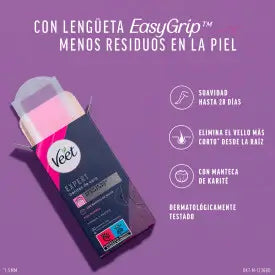 Veet Expert Bandes de cire épilatoire à froid, avec beurre de karité, 30 bandes