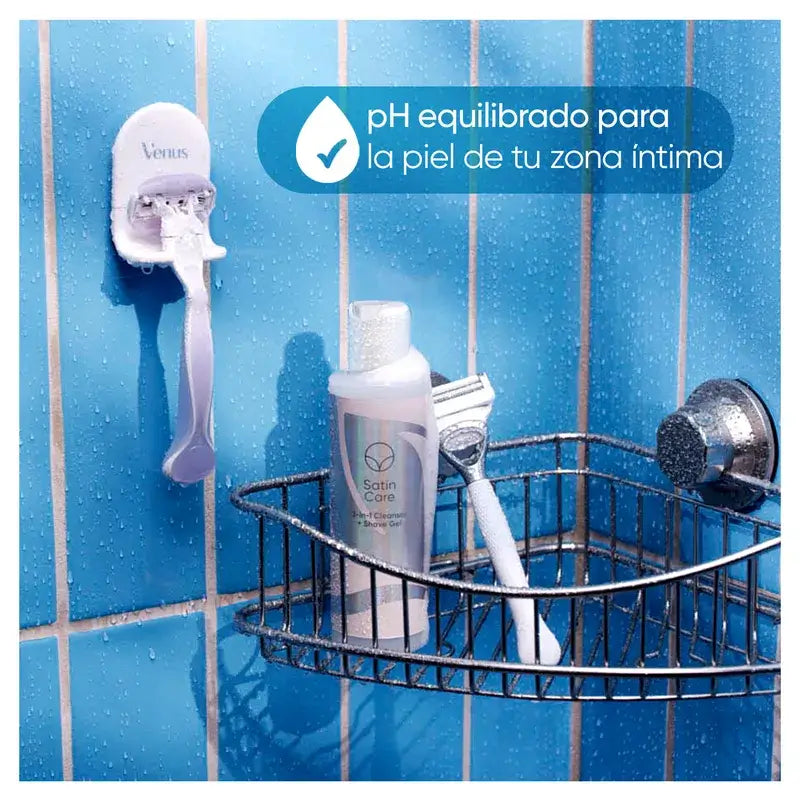 Venus Satin Care 2 en 1 gel nettoyant + épilation de la zone intime, 190 Ml