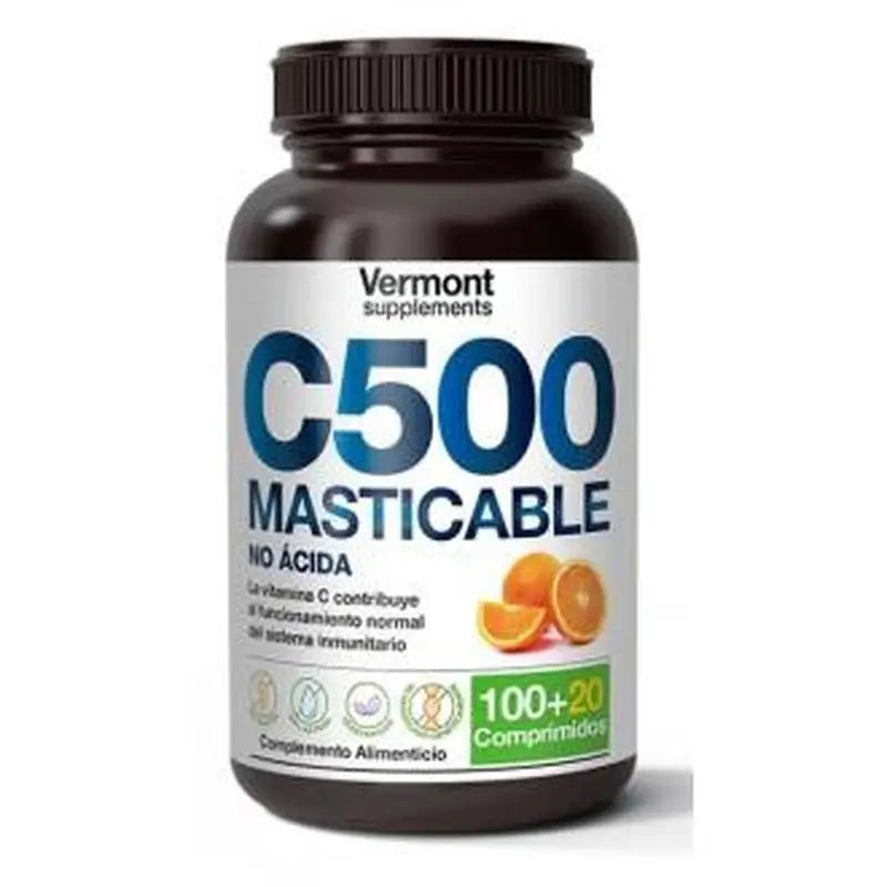 Vermont Supplements C500 Orange Non-Acidic Chewable 100+20 Tablets
