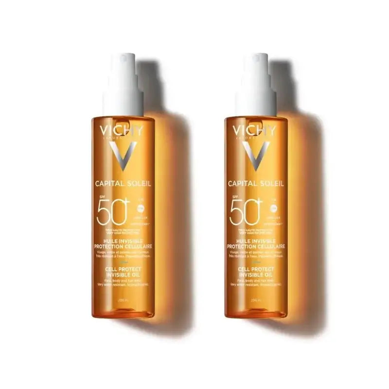 Vichy Capital Soleil Invisible Cell Protect Invisible Oil Spf 50+ Sunscreen, 2X200 Ml