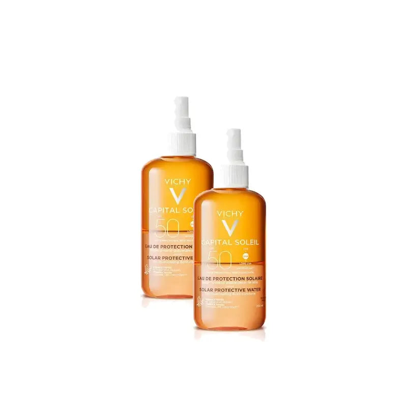 Vichy Capital Soleil Eau Solaire Protectrice SPF 50 Éclat, 200 ml, lot de 2