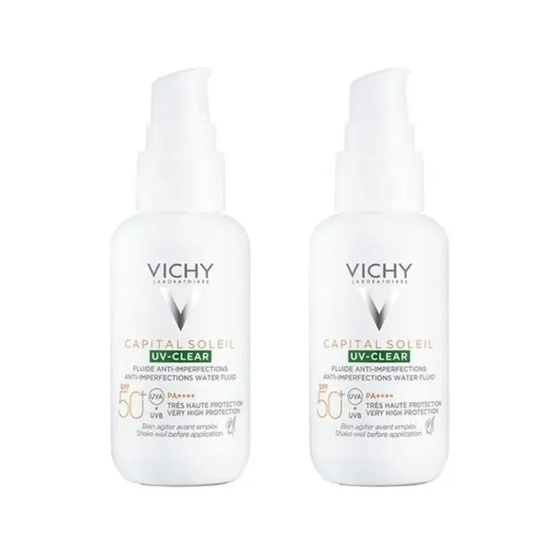 Vichy Capital Soleil Fluide anti-imperfections Uv Clear Spf50+, 2X40 Ml