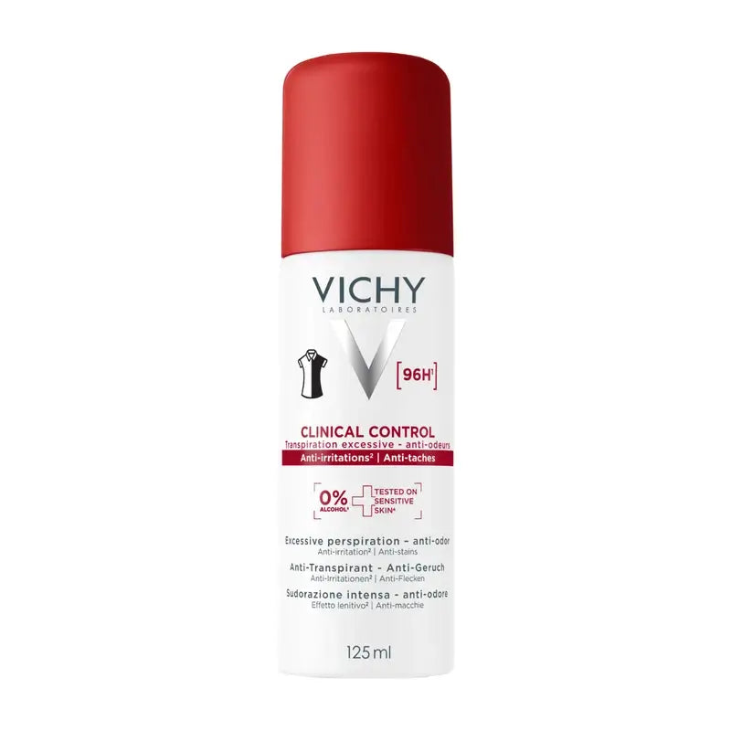 Vichy Clinical Control 96h pour femme, déodorant anti-transpirant en spray, 125 ml