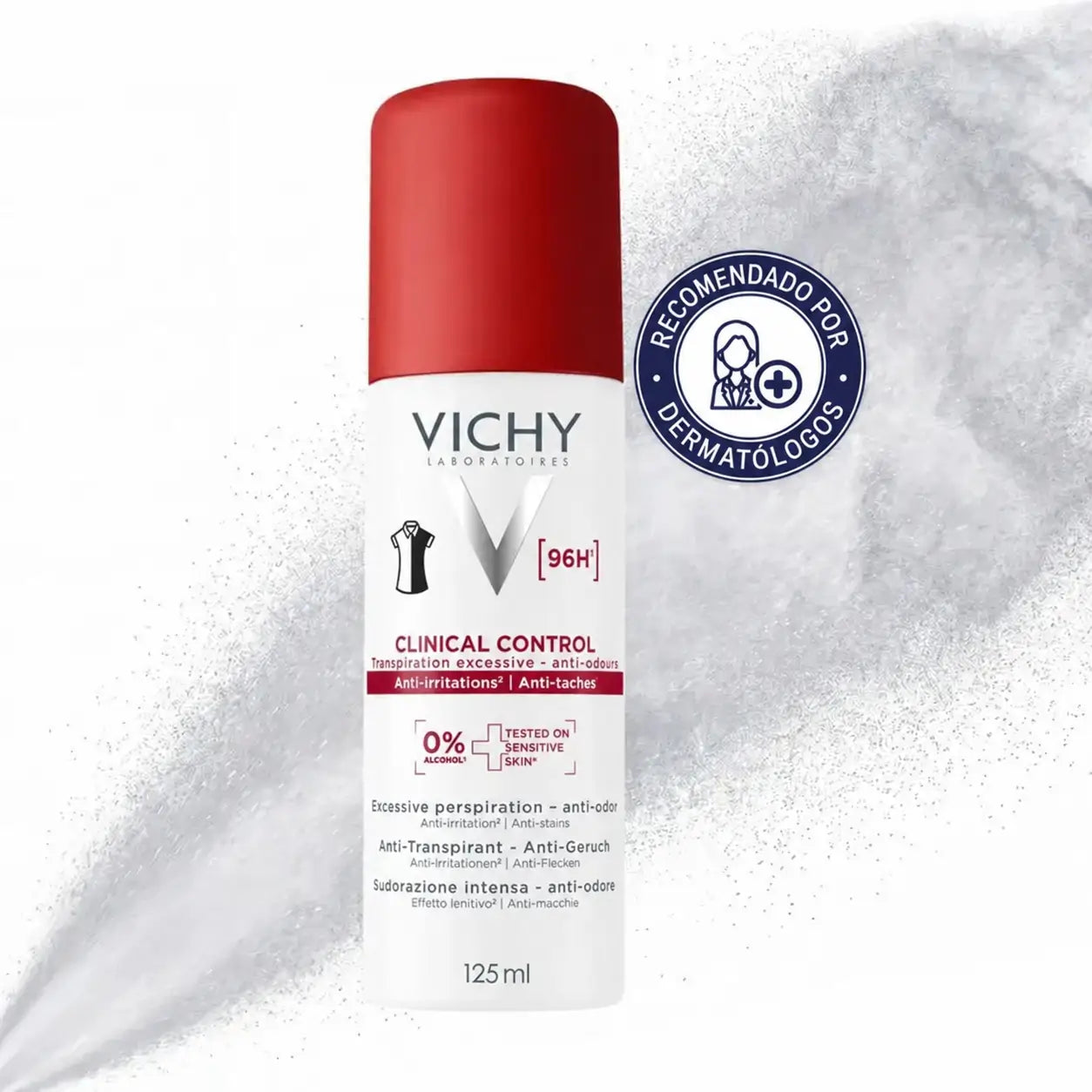 Vichy Clinical Control 96h pour femme, déodorant anti-transpirant en spray, 125 ml