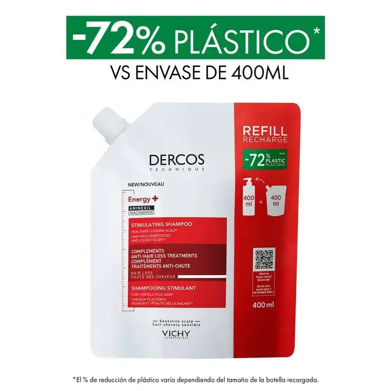 Vichy Dercos Shampooing Ecorefill Energy+, 400 ml