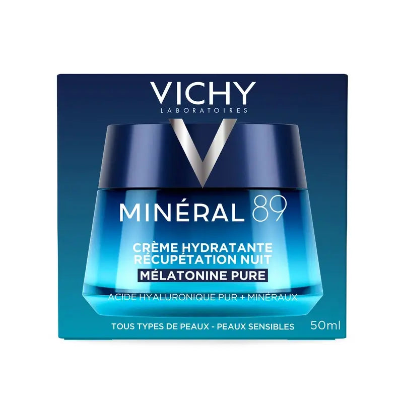 Vichy Mineral 89 Crème de nuit hydratante et régénératrice à la mélatonine, 50 ml
