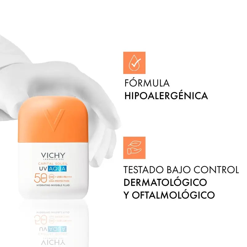 Vichy Solar Uv Aqua Fluide Hydratant Invisible Spf50 , 50 ml