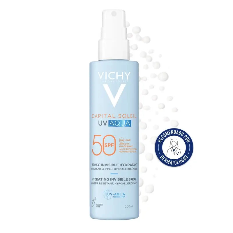 Vichy Solar Uv Aqua Spray Spray Hydratant Invisible, 200 ml